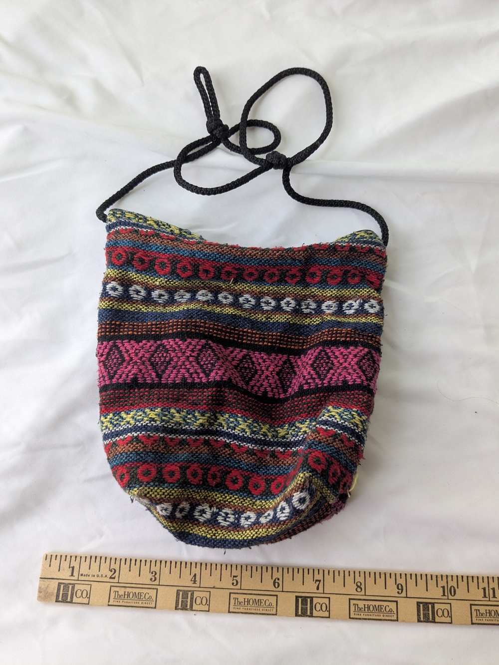 Handwoven Ethnic Pattern Crossbody Bag in Pink and Multicolor